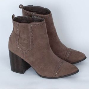 Express brown suede studded booties. Size 7. Good condition!